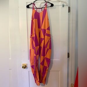 Free People hot shot Orange and Pink Jumpsuit